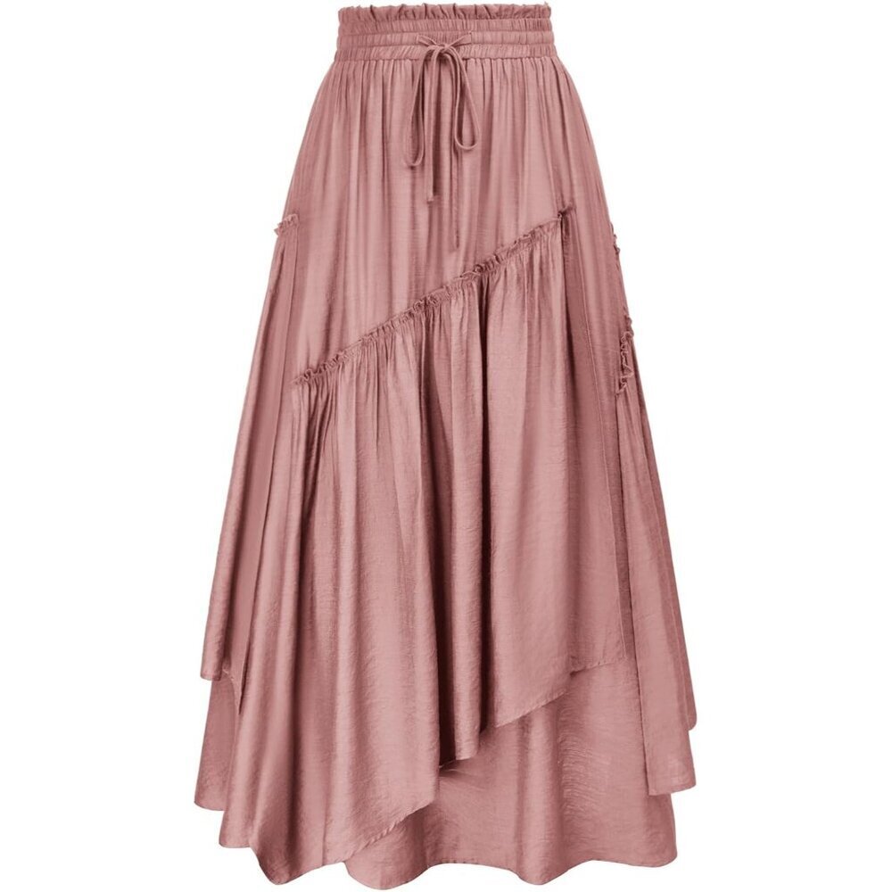 Long Skirt Women Plus Size Crepe Layered Maxi with Pockets Casual Wear - Picture 1 of 9